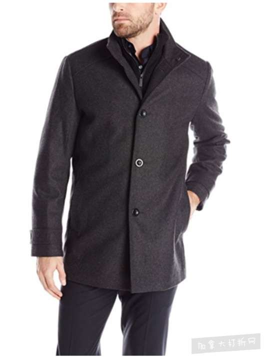  Kenneth Cole New York 中长款男士羊毛混纺大衣 103加元（3色），原价 325加元，包邮
