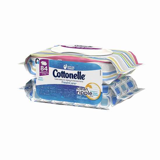  Cottonelle Fresh Care 可冲马桶湿巾纸两件套 4.95加元（84张），原价 10.98加元