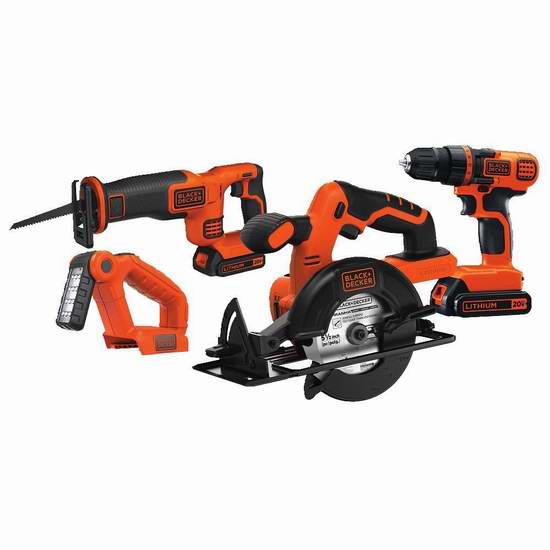  BLACK+DECKER BD4KITCDCRL 20V Max 电动工具4件套 185加元包邮！Home Depot同款234加元！