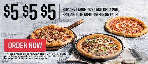  Pizza Hut 必胜客 正价购买大号pizza，再买3个以内中号pizza每个仅需5元！