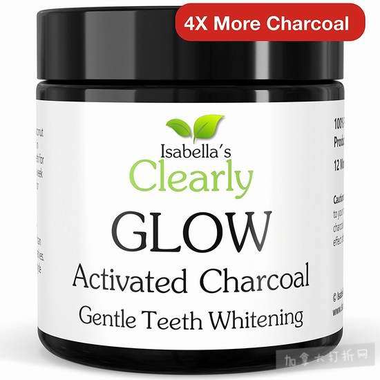  Isabella's Clearly GLOW 纯天然北美硬木活性炭 牙齿美白粉（12个月量） 10.22加元包邮！