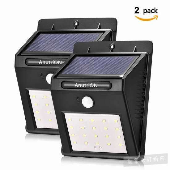  历史新低！AnutriON 20 LED 超亮太阳能感应灯2件套 16.99加元清仓！