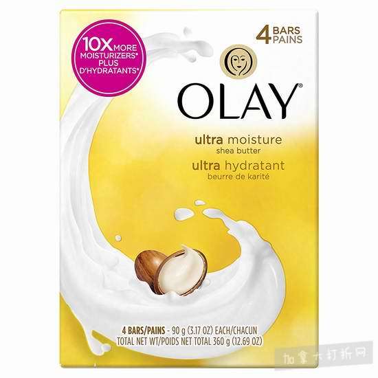  历史新低！Olay 玉兰油 Moisture Outlast Ultra 10倍滋润 乳木果 超保湿 美容皂（4x90克） 1.9-2元！