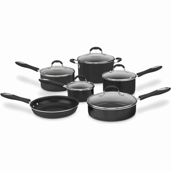  白菜价！Cuisinart 美康雅 CUISINART 55-11BK 高级不粘底锅具11件套3.6折 129.99加元包邮！