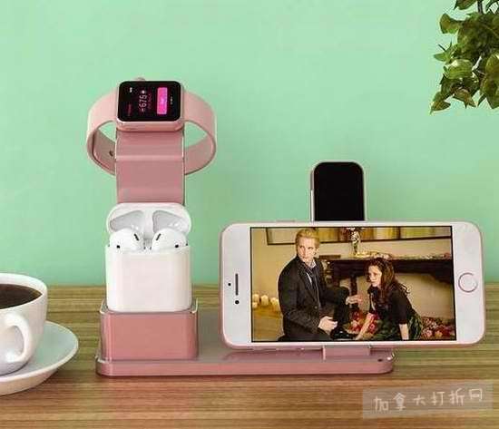  YoFew Apple Watch/iPhone 四合一充电器底座 56.99加元包邮！4色可选！