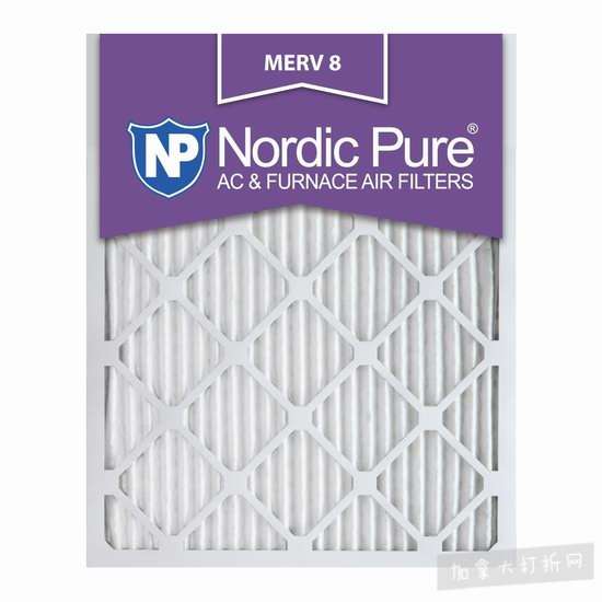  销量冠军！Nordic Pure 16x25x1M8-12 MERV 8 防过敏空调暖气炉过滤网（16x25x1英寸 12件套）5.7折 85.48加元包邮！会员专享！