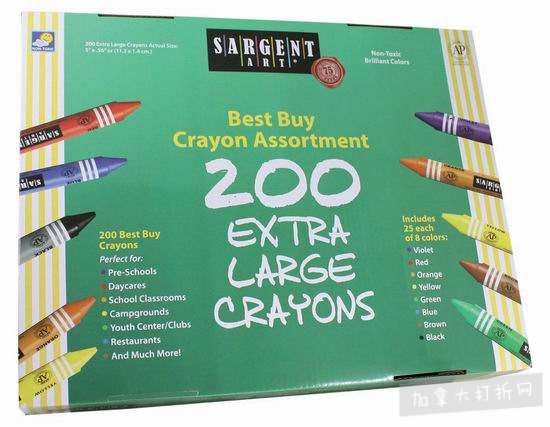  白菜价！历史新低！Sargent Art 55-3245 彩色蜡笔200支超值装1.6折 8.33加元清仓！