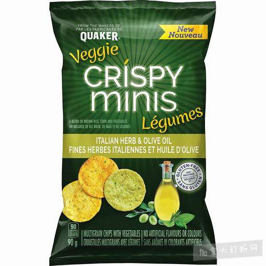  Quaker 桂格 Crispy Minis 意大利香草味+橄榄油 小米饼 1.89加元！