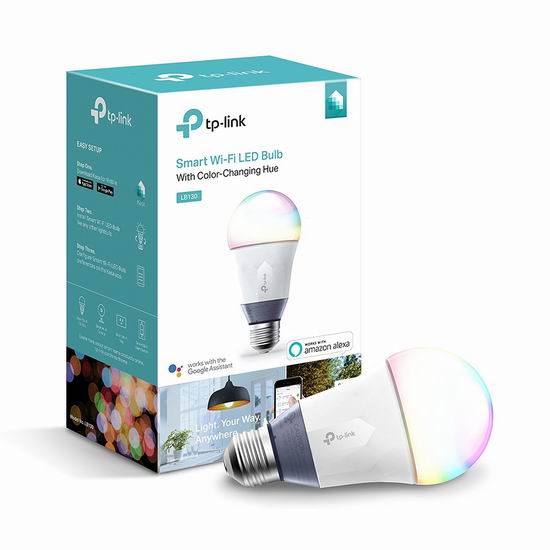  历史最低价！TP-Link LB130 Wi-Fi A19 LED 彩色智能灯泡6.2折 39.99加元包邮！