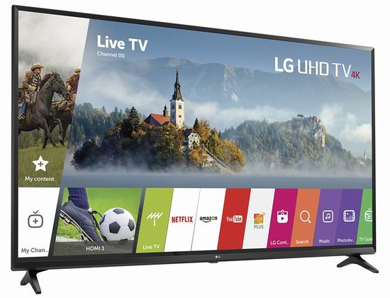  历史新低！2017款 LG 65UJ6300 65寸4K超高清智能电视6折 1156.73加元包邮！
