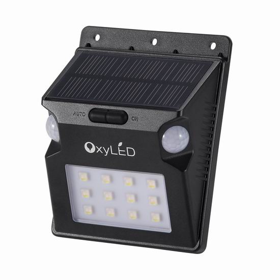  历史新低！OxyLED SL07 12 LEDs 双探头 RBG彩色 太阳能防水运动感应灯 9.99加元清仓！