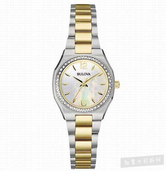  历史新低！Bulova 宝路华 98R204 46钻石 双色 女士腕表2.8折 74.19加元包邮！