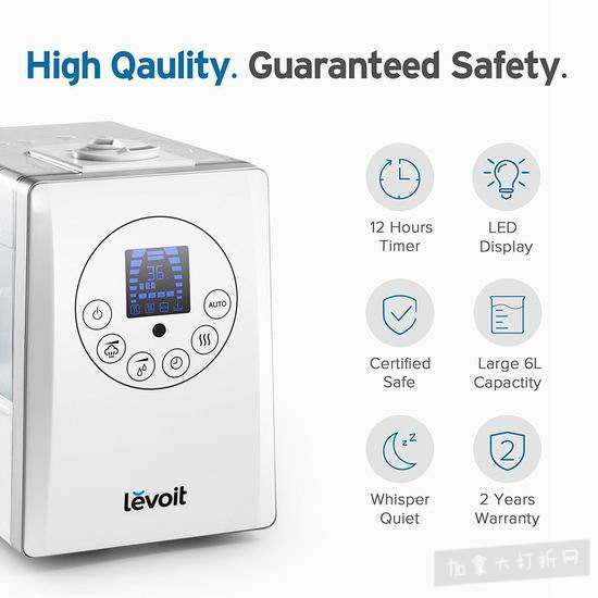 Levoit LV600HH 6升超大容量 超声波冷暖雾静音加湿器 108.42加元包邮！