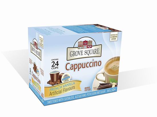  历史最低价！Grove Square Cappuccino Mix 卡布奇诺 咖啡胶囊24杯装5.1折 7.59加元！5种口味可选！