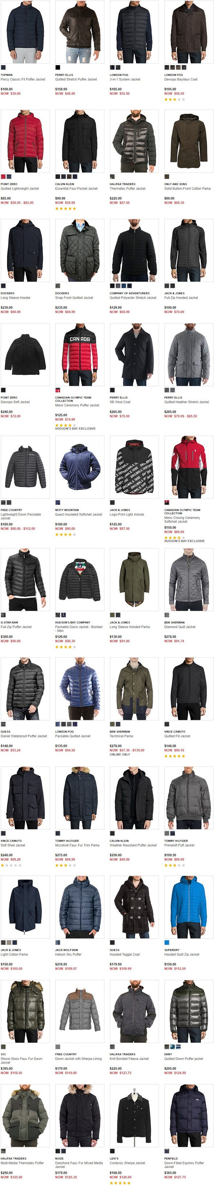 白菜价！精选 Calvin Klein、Tommy Hilfiger、Perry Ellis 等品牌男式羽绒服、防寒服2.5折起清仓！额外7.5折！
