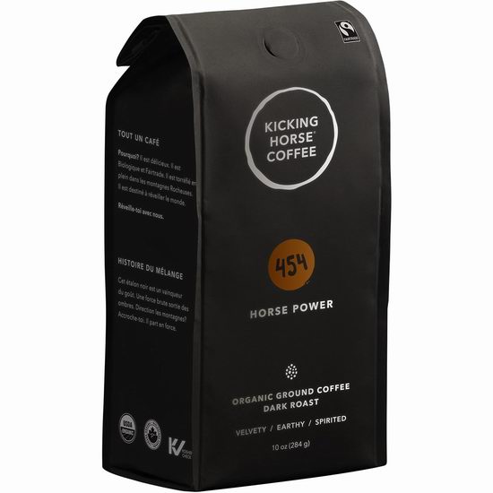  白菜价！历史新低！Kicking Horse Coffee 踢马咖啡 454 Horse Power 深度烘焙咖啡粉（284克）3.8折 5.39加元！