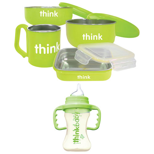  Thinkbaby The Complete 儿童餐具套装+吸管杯 34.99-39.99加元（3色可选），原价 59.99加元，包邮