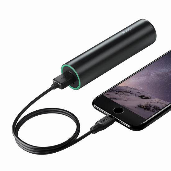  历史新低！AUKEY 5000mAh 超迷你充电宝3.3折 9.99加元清仓！送价值25.99加元二合一USB线！