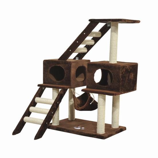  历史新低！PawHut D30-020 42.8英寸多层猫树公寓/猫爬架4.1折 73.99加元包邮！会员专享！