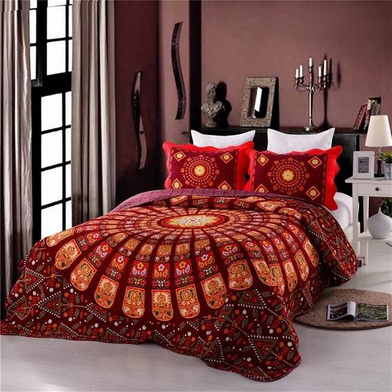  历史新低！Comforbed 波西米亚古典 纯棉印花Queen薄被3件套 29.99加元清仓！