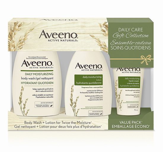  Aveeno Lotions 燕麦精华保湿乳液+沐浴露+护手霜3件套 20.99加元！