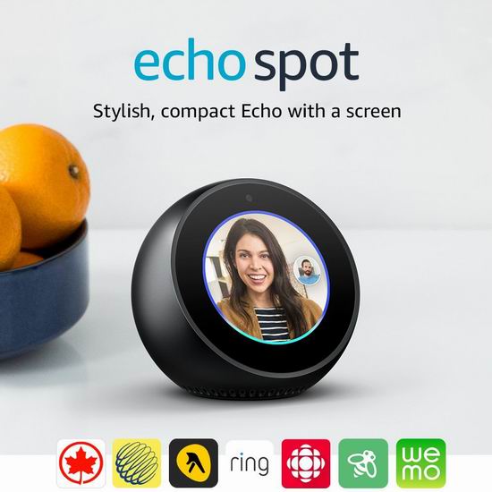  亚马逊 Echo Spot 智能音箱 129.99加元包邮！两色可选！