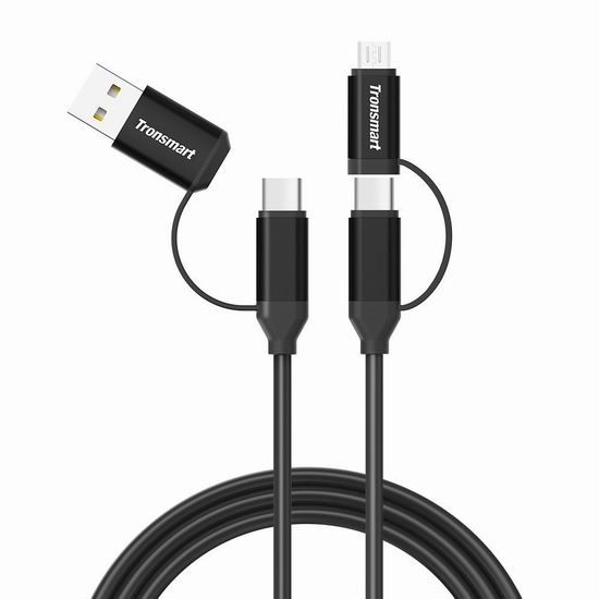  白菜价！历史新低！Tronsmart 四合一 USB Type C 充电数据线1.2折 1.99加元清仓！