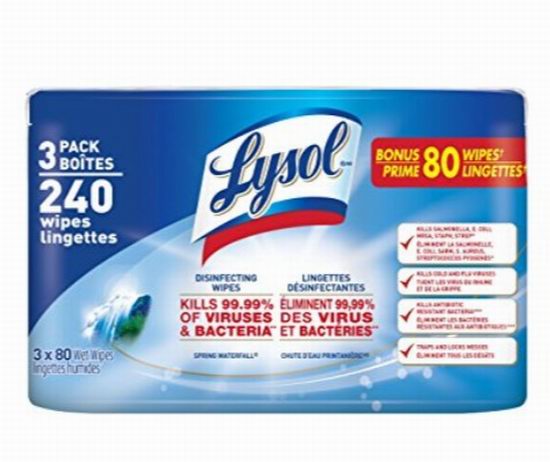 Lysol 来苏尔120抽消毒湿巾3×120抽装 9.27加元！