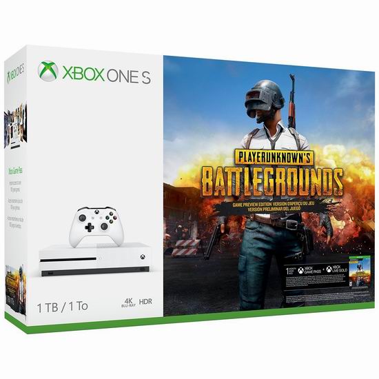  历史新低！Xbox One S 1TB 家庭娱乐游戏机+《绝地求生》套装 315.89加元包邮！销量冠军！