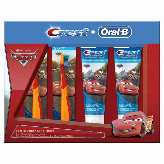  Crest Oral-B 迪士尼 赛车总动员 儿童牙刷+牙膏4件套 6.77加元！