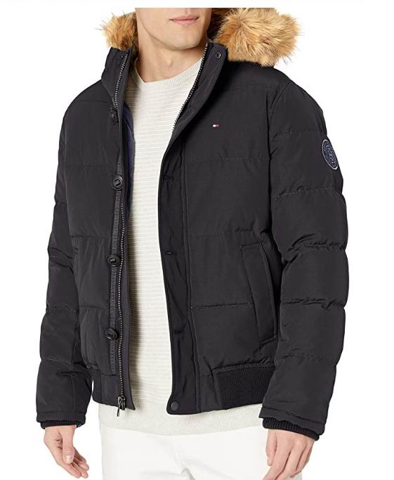  Tommy Hilfiger Arctic 男士黑色连帽防寒服（M码）4.1折 115.82加元包邮！