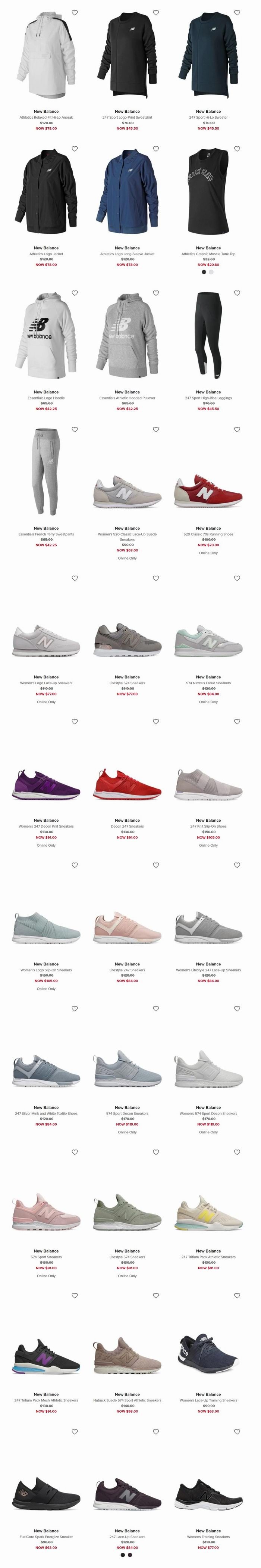 精选 New Balance 时尚运动鞋、运动服3.4折起+额外7.5折，折后低至15加元！