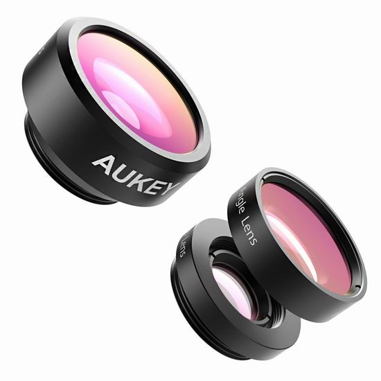  白菜价！历史新低！AUKEY 150°广角+198°鱼眼+15倍微距 三合一通用手机镜头2.3折 6.88加元！免税！