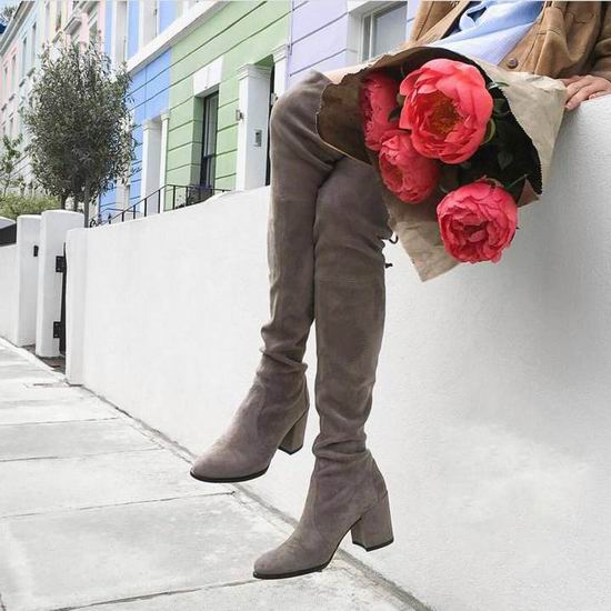  抢到赚到！Stuart Weitzman Tieland 粗跟 反绒皮 女式过膝长筒靴（7.5码）3.5折 367.52加元包邮！
