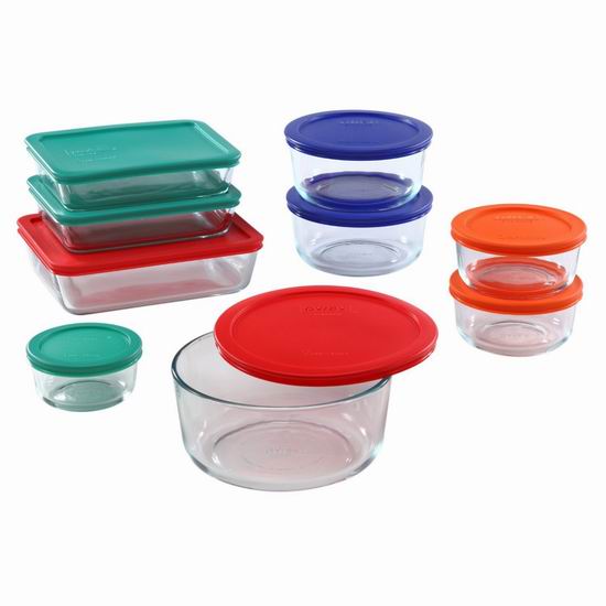  近史低价！Pyrex Simply Store 透明玻璃保鲜碗18件套4.4折 39.93加元包邮！