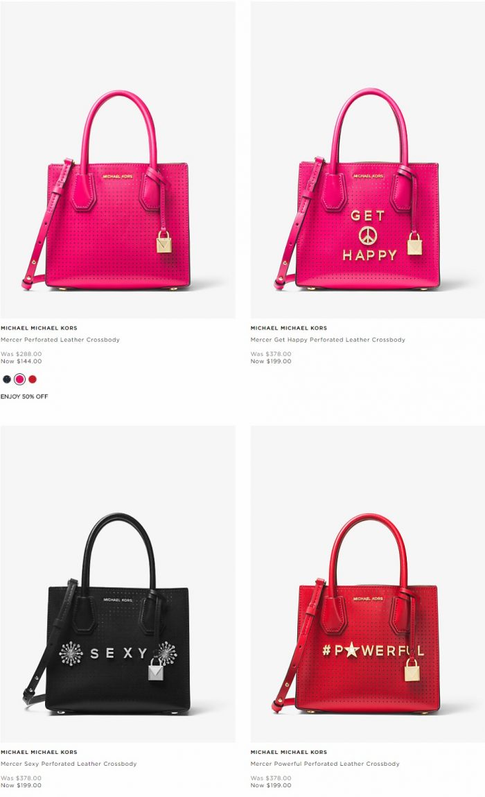 MICHAEL KORS Mercer Perforated 系列真皮手提单肩包 5折 144-199加元包邮！多款可选！