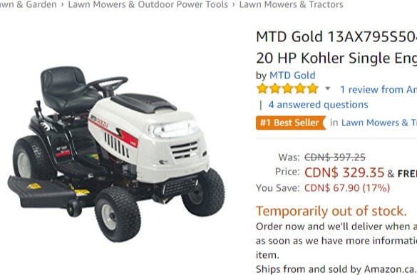 Mtd gold 20 hp kohler hotsell
