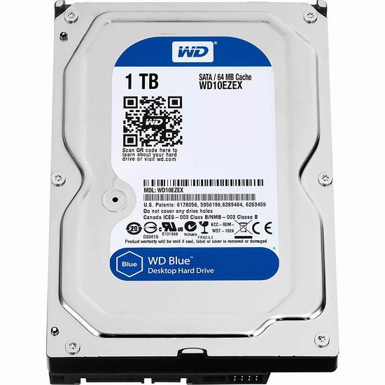  史低价！Western Digital 西部数据 7200 RPM SATA III 1TB 3.5寸台式机硬盘 44.99加元包邮！