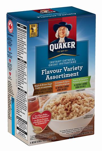  历史新低！Instant Quaker Oats 三口味混装 速溶即食 早餐营养燕麦片超值装（6 x 380g） 11.94加元！