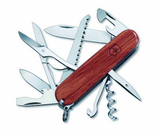  历史新低！Victorinox 维氏正宗瑞士 15功能 木纹猎人口袋刀3.4折 40.75加元包邮！