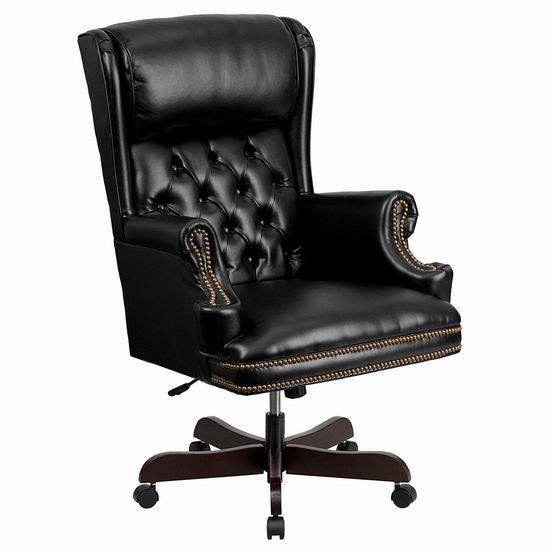  白菜价！Flash Furniture CI-J600-BK-GG 黑色豪华 高靠背 真皮办公椅1.5折 217.91加元包邮！