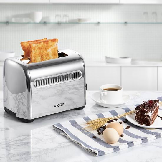  Aicok 超宽超深插槽 2片式 不锈钢烤面包机 22.09加元限量特卖！
