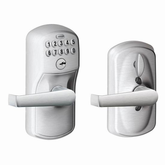  Schlage 西勒奇 FE595 PLY 家用电子密码门锁5.1折 105.78加元包邮！