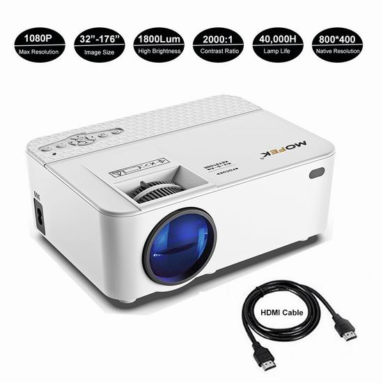  Mofek 1800流明 家庭影院投影仪 75.99加元限量特卖并包邮！