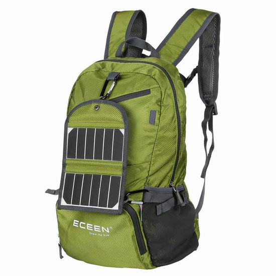  手慢无！ECEEN 太阳能可充电 超便携双肩背包/登山包2.8折 19.49加元限量特卖并包邮！