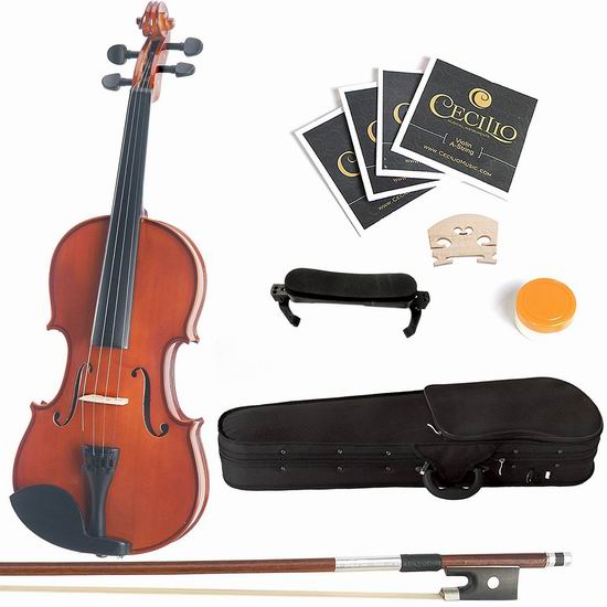  白菜价！历史新低！Mendini 1/2 MV200 实木小提琴套装3.1折 43.62加元包邮！