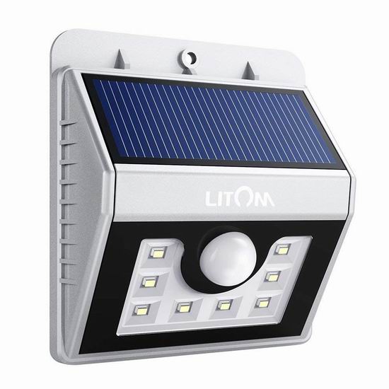  Litom 8 LED 太阳能防水运动感应灯 8.79加元限量特卖！