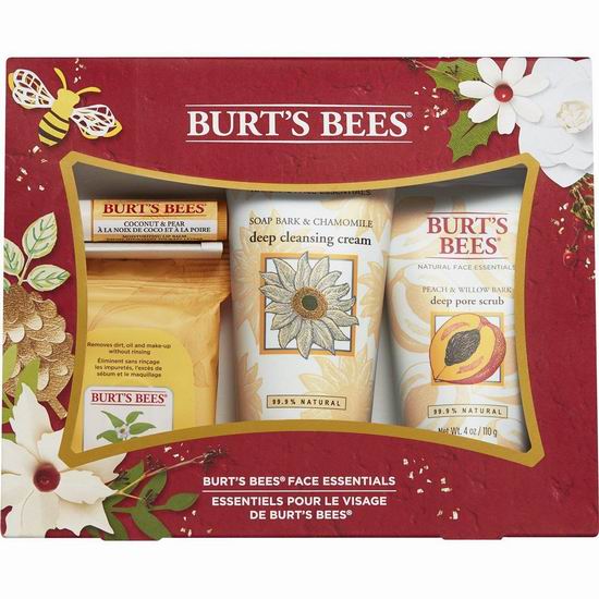  历史新低！Burt's Bees 小蜜蜂 天然面部护理4件套6.2折 14.34加元！