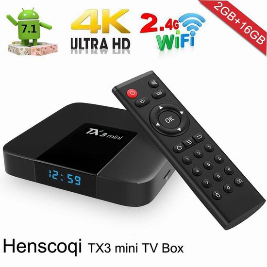  白菜价！历史新低！Henscoqi TX3 纯净版 网络电视机顶盒（2G/16G）3.8折 24.98加元清仓！