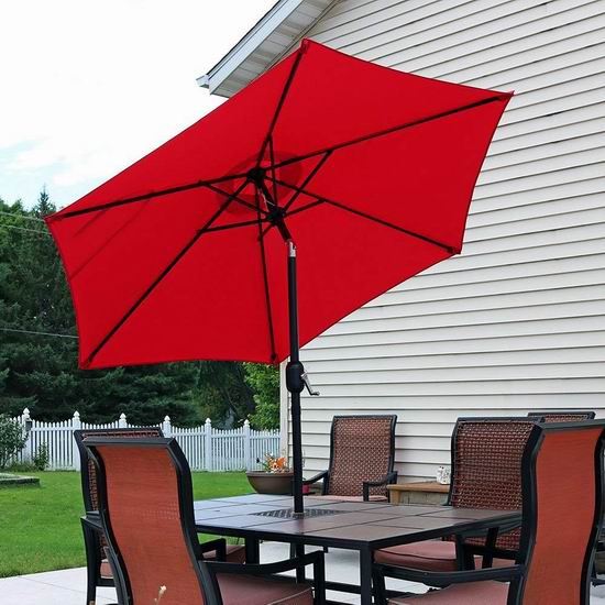  历史新低！Sunnydaze 7.5英尺 可倾斜 庭院遮阳伞4.4折 61.99加元包邮！4色可选！